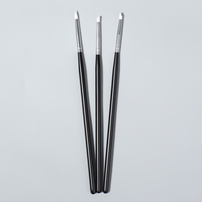 Набор силиконовых кистей для дизайна ногтей, 3 шт, 18 см, цвет чёрный