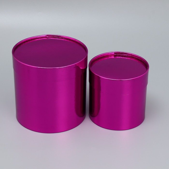 Набор коробок 2 в 1 круглые, упаковка подарочная, «Однотонный», розовый металлик, 12 х 12, 15 х 15 см