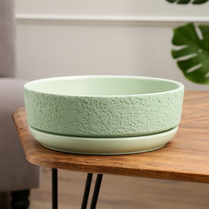 Горшок бонсайница Горшок бонсайница "Лофт" для кактусов и суккулентов, зеленый, 3,5 л