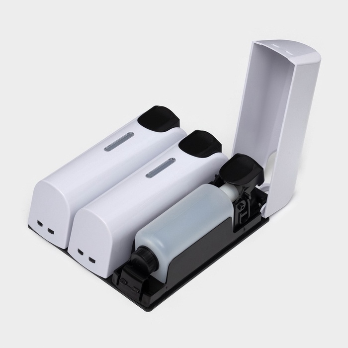 Диспенсер для мыла SAVANNA, механический, 3 отсека по 350 мл: шампунь, кондиционер, гель, белый Диспенсер для мыла SAVANNA, механический, 3 отсека по 350 мл: шампунь, кондиционер, гель, белый