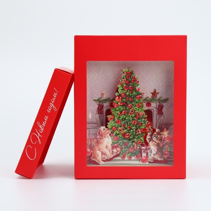 Подарочная коробка новогодняя складная с 3D эффектом «Чудо обязательно случится», 18 х 14 х 23 см, Новый год Подарочная коробка новогодняя складная с 3D эффектом «Чудо обязательно случится», 18 х 14 х 23 см, Новый год
