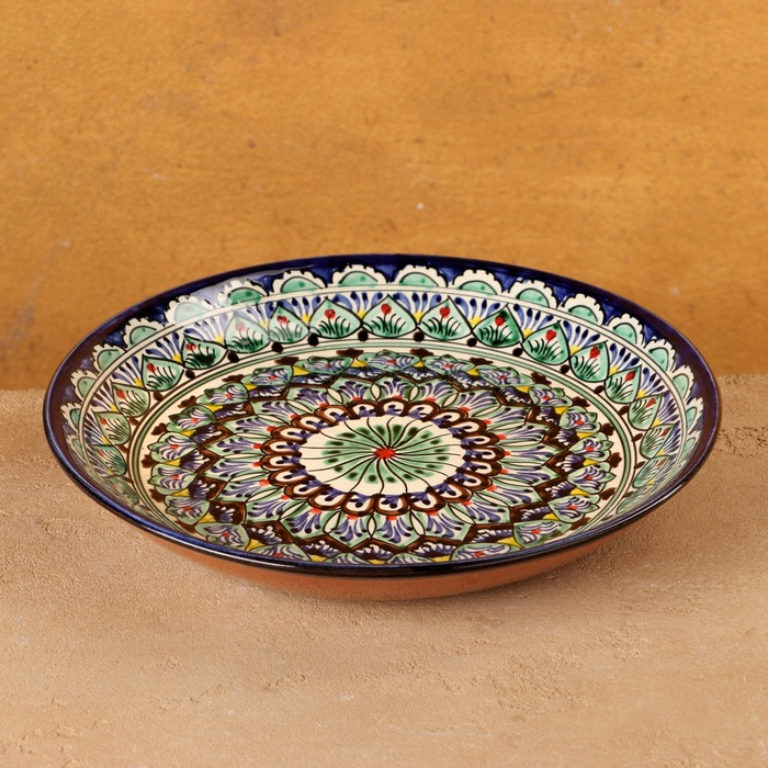 Ляган Риштанская Керамика  Ляган Риштанская Керамика "Узоры", 25 см, синий