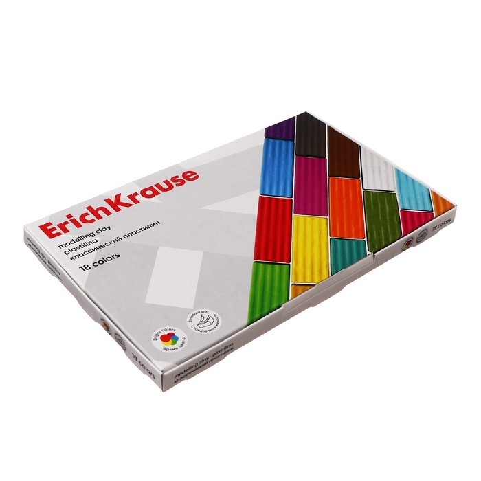 Пластилин 18 цветов, 288 г, ErichKrause  Пластилин 18 цветов, 288 г, ErichKrause "Классический", в картонной упаковке