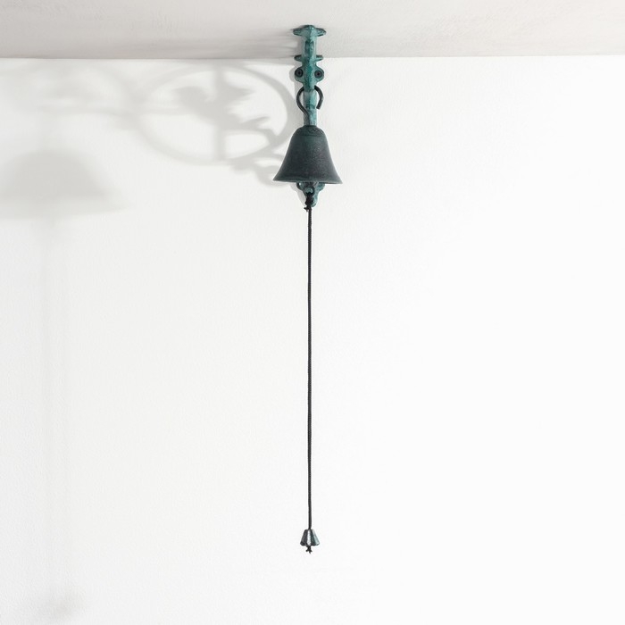 Колокол сувенирный чугун  Колокол сувенирный чугун "Ангелочек в круге" зелёный 22х7х16,2 см