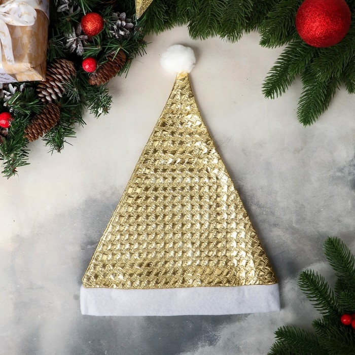 Колпак новогодний  Колпак новогодний "Текстура" 27х33 см, золото