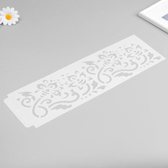 Трафарет бордюрный пластик "Сказочные цветы" 40х12 см