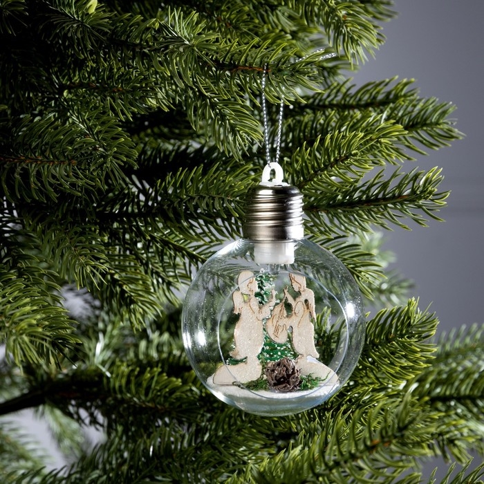 Ёлочный шар «Ангелочки», батарейки, 1 LED, свечение тёплое белое Ёлочный шар «Ангелочки», батарейки, 1 LED, свечение тёплое белое