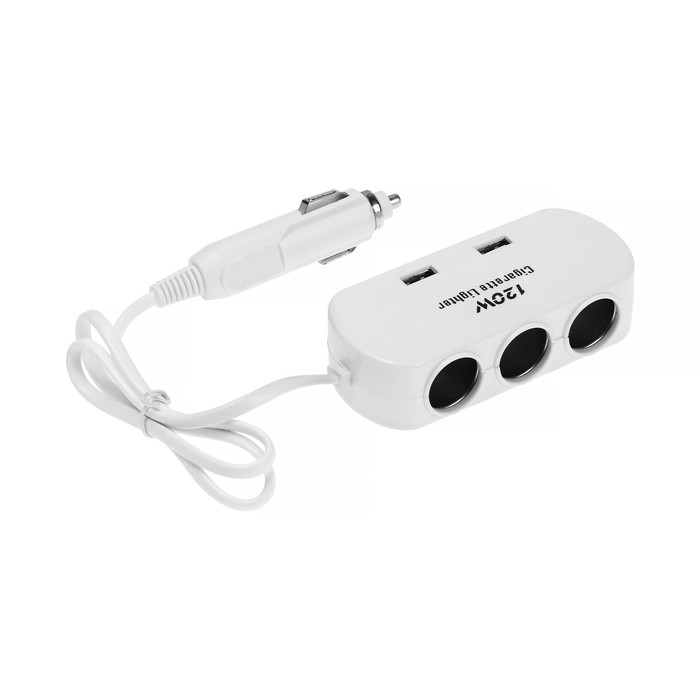 Разветвитель прикуривателя TORSO, 12-24 В, USB 2А, провод 40 см Разветвитель прикуривателя TORSO, 12-24 В, USB 2А, провод 40 см