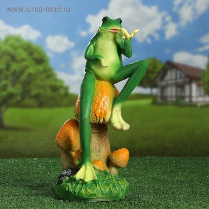 Садовая фигура  Садовая фигура "Лягушка с бабочкой" 14х14х39см