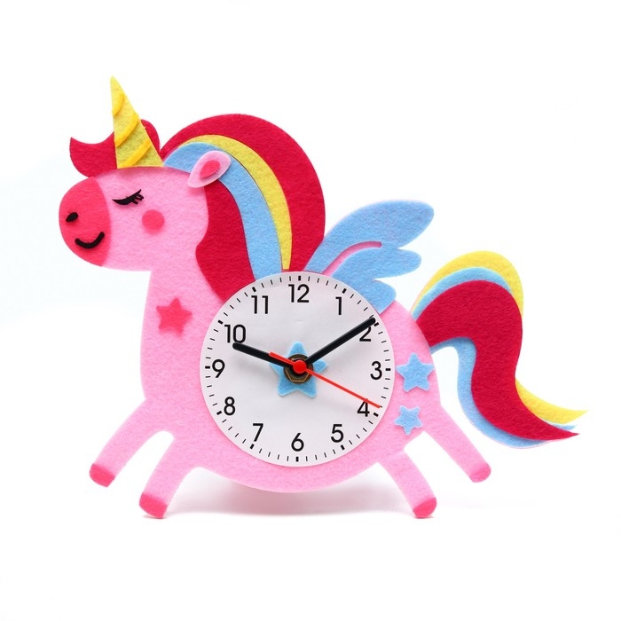 Часы настольные DIY Часы настольные DIY "Единорог из фетра" детские, набор для творчества, 23 х 21 см, АА