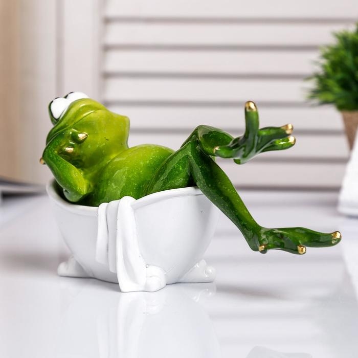 Сувенир полистоун лак Сувенир полистоун лак "Лягуха в ванной" 9х18,5х10 см