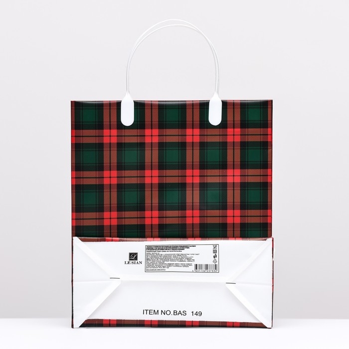 Пакет Пакет "Красно-зеленая клетка", мягкий пластик, 26 x 23 см, 110 мкм