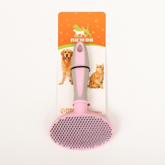 Пуходерка пластиковая мягкая с закругленными зубьями, средняя, 9,5 х 16,5 см, розовая Пуходерка пластиковая мягкая с закругленными зубьями, средняя, 9,5 х 16,5 см, розовая