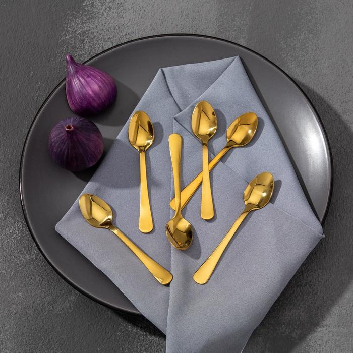 Ложки чайные из нержавеющей стали Доляна «Голд», длина 13,3 см, 6 шт, цвет золотой Ложки чайные из нержавеющей стали Доляна «Голд», длина 13,3 см, 6 шт, цвет золотой
