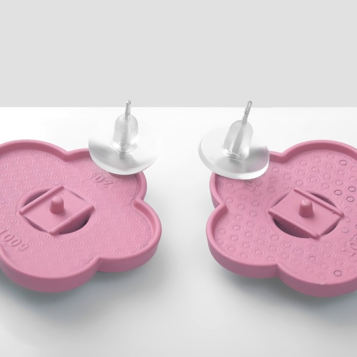 Серьги пластик «Цветочки», цвет розово-зелёный Серьги пластик «Цветочки», цвет розово-зелёный