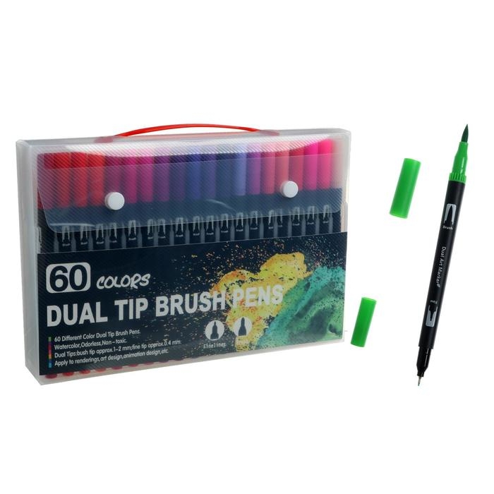 Набор маркеров профессиональных двусторонних 60 штук/60 цветов Набор маркеров профессиональных двусторонних 60 штук/60 цветов