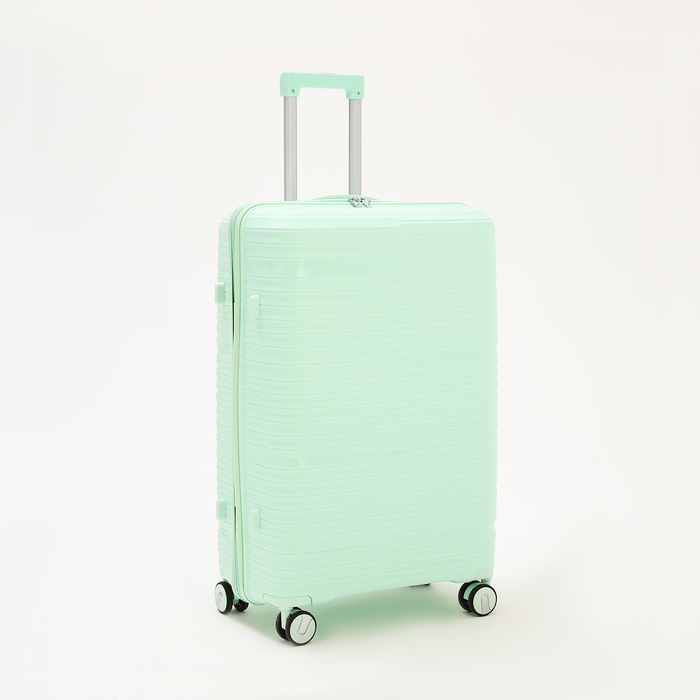 Чемодан большой 100 л (L), отдел на молнии, кодовый замок, 4 колеса, цвет мятный Чемодан большой 100 л (L), отдел на молнии, кодовый замок, 4 колеса, цвет мятный