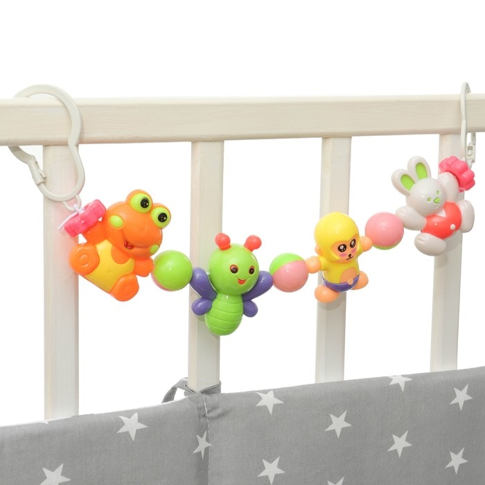 Растяжка на коляску/кроватку «Обезьяна и друзья», 4 игрушки, цвет МИКС, Крошка Я Растяжка на коляску/кроватку «Обезьяна и друзья», 4 игрушки, цвет МИКС, Крошка Я