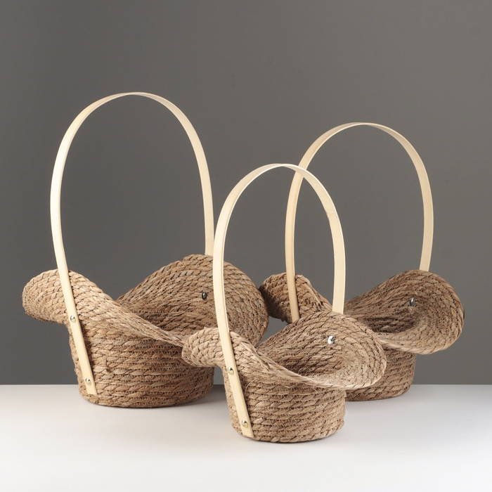 Набор корзин из 3 шт, 38x30x19x14x42см, 33x26x17x12,5x38см, 28x22x15x11x34см, рогоз Набор корзин из 3 шт, 38x30x19x14x42см, 33x26x17x12,5x38см, 28x22x15x11x34см, рогоз