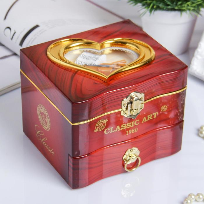 Шкатулка пластик музыкальная механическая Шкатулка пластик музыкальная механическая "Комод" коричневый 11х13,3х11,5 см