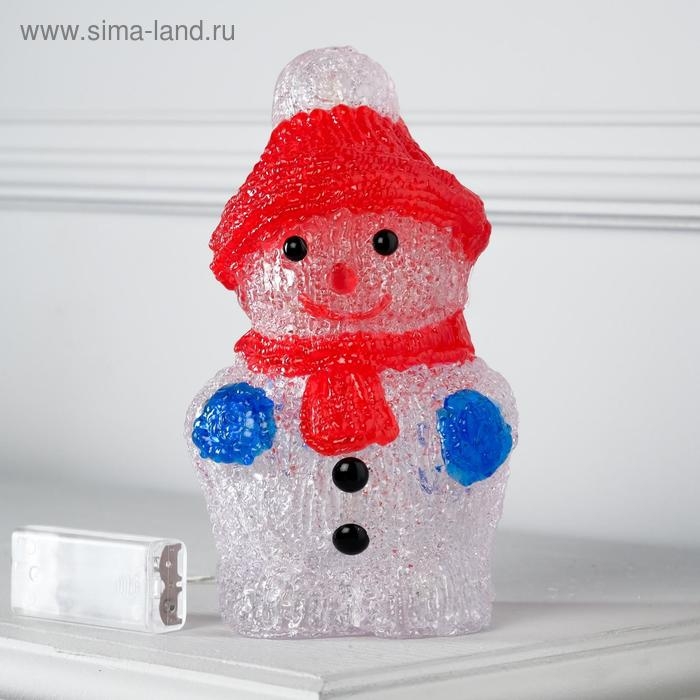 Светодиодная фигура «Снеговик» 11 × 22 × 11 см, акрил, 24 LED, батарейки ААх2 (не в комплекте), свечение белое Светодиодная фигура «Снеговик» 11 × 22 × 11 см, акрил, 24 LED, батарейки ААх2 (не в комплекте), свечение белое