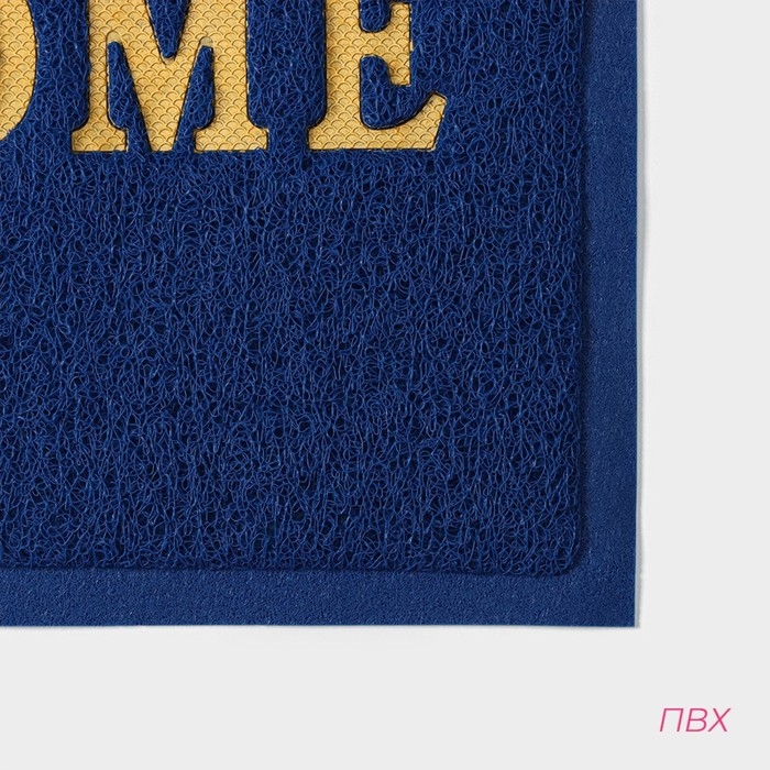 Коврик придверный Доляна Welcome, с окантовкой 38&times;58 см, цвет синий