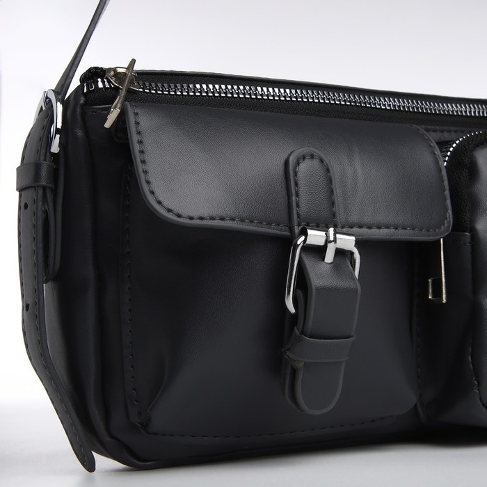 Сумка женская с карманами кожзам, графитный цвет Сумка женская с карманами кожзам, графитный цвет