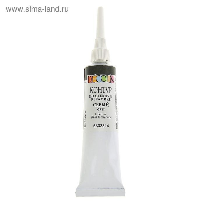Контур по стеклу и керамике 18 мл, ЗХК Decola, серый, (5303814) Контур по стеклу и керамике 18 мл, ЗХК Decola, серый, (5303814)