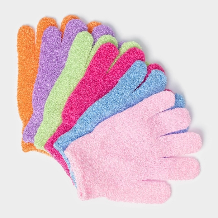 Мочалка-перчатка массажная Доляна, 14×18 см, однотонная, цвет МИКС