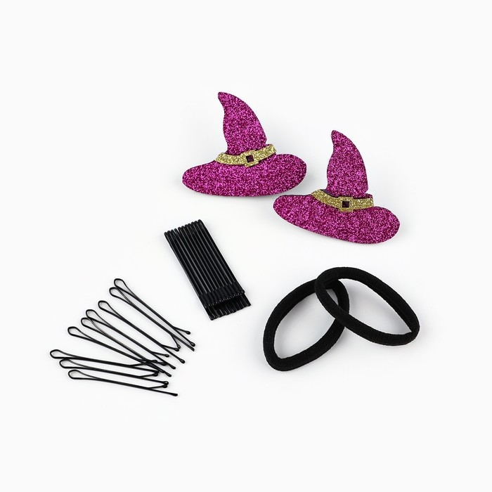 Хэллоуин Резинки и невидимки для волос «Ведьмочка» набор, 24 шт Хэллоуин Резинки и невидимки для волос «Ведьмочка» набор, 24 шт