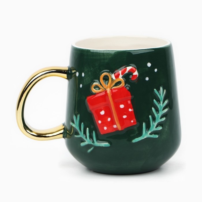 Новый год! Кружка новогодняя керамическая «Подарок», 600 мл, цвет зелёный Новый год! Кружка новогодняя керамическая «Подарок», 600 мл, цвет зелёный
