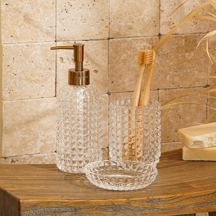 Аксессуары для ванной SL Home, 3 предмета: дозатор, мыльница, стакан Аксессуары для ванной SL Home, 3 предмета: дозатор, мыльница, стакан