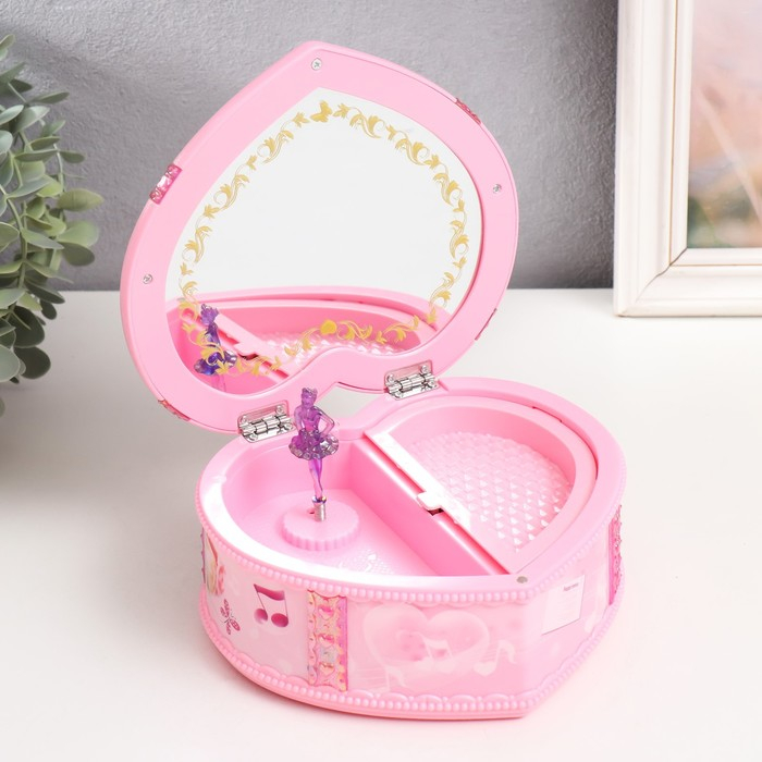 Шкатулка музыкальная механическая Шкатулка музыкальная механическая "Сердце в банте" 16х18х7,5 см МИКС