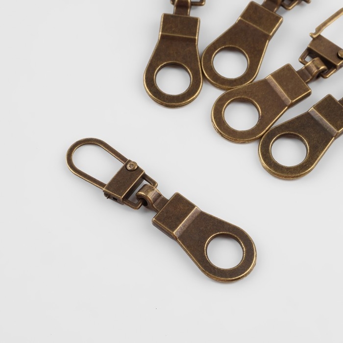 Пуллер для молнии, металлический, 4 × 1,2 см, 5 шт, цвет антик