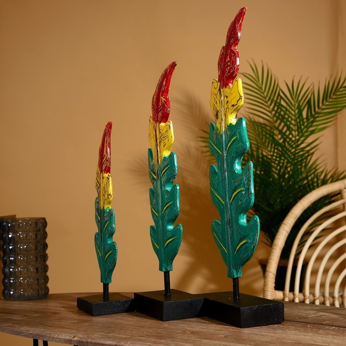 Интерьерный декор  Интерьерный декор "Листья" албезия (набор 3 шт) 60,50 и 40 см