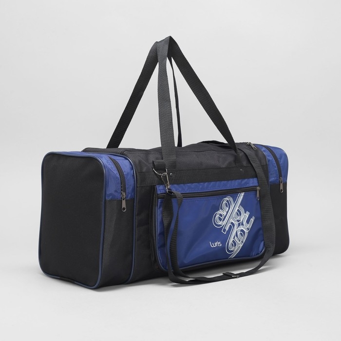 Сумка дорожная, 3 отдела на молниях, наружный карман, длинный ремень, цвет чёрный/синий Сумка дорожная, 3 отдела на молниях, наружный карман, длинный ремень, цвет чёрный/синий