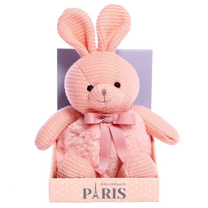 Мягкая игрушка «Зайка вязаный», цвет розовый, 38 см Мягкая игрушка «Зайка вязаный», цвет розовый, 38 см