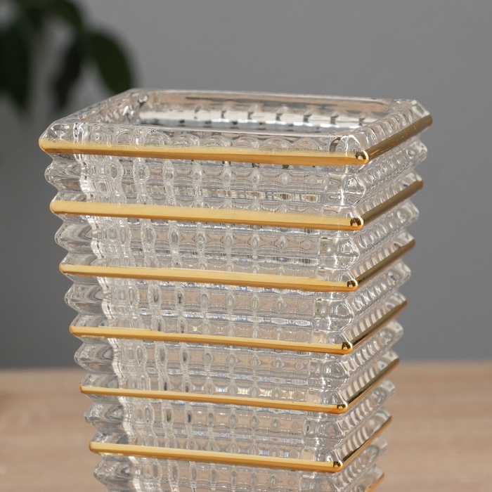 Ваза стекло настольная  Ваза стекло настольная "Милагрос" полосы объём, h-17,5см, d-10х7 см, прозрачный