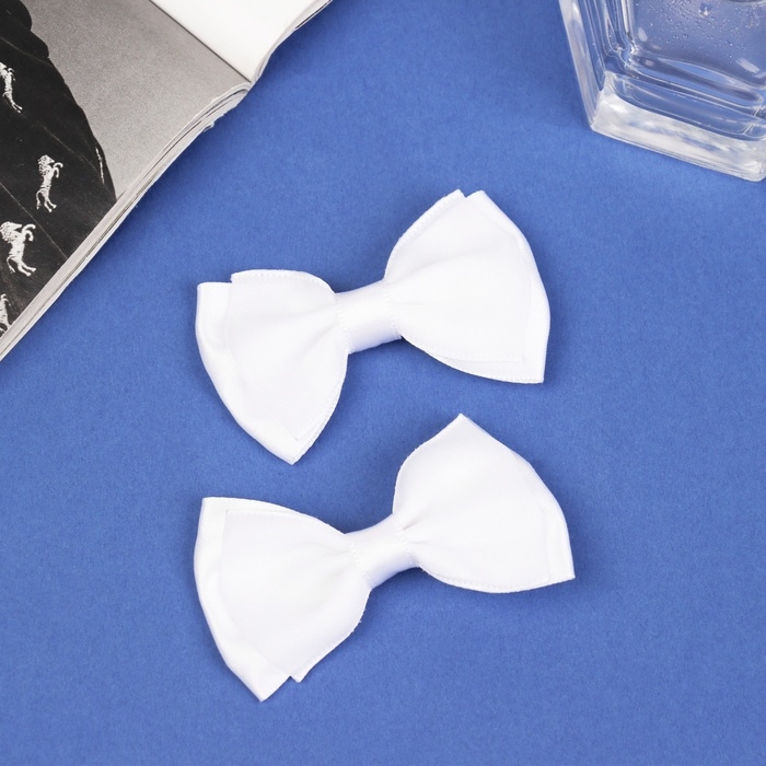 Зажим для волос  Зажим для волос "Бантик Вивиан" (набор 2 шт) классик, 7 см, белый