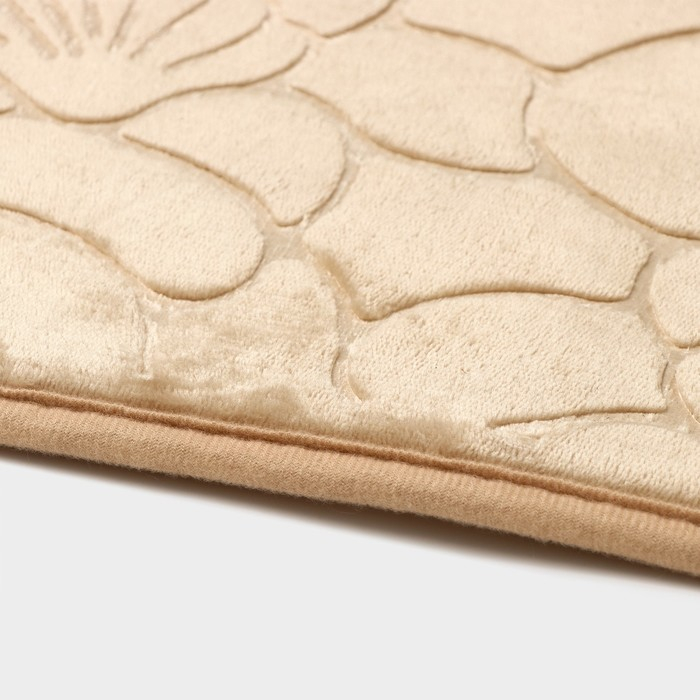 Коврики для ванной и туалета Доляна «Галька, ракушки», 2 шт: 39×40 см, 50×80 см, цвет бежевый Коврики для ванной и туалета Доляна «Галька, ракушки», 2 шт: 39×40 см, 50×80 см, цвет бежевый