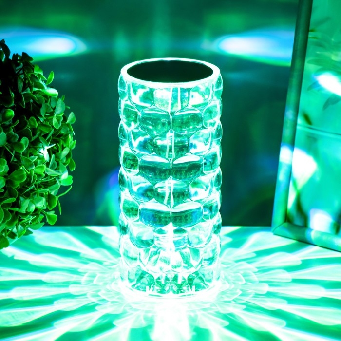 Настольная лампа с ПДУ  Настольная лампа с ПДУ "Призма" LED RGB сенсорная АКБ 8х8х18 см RISALUX