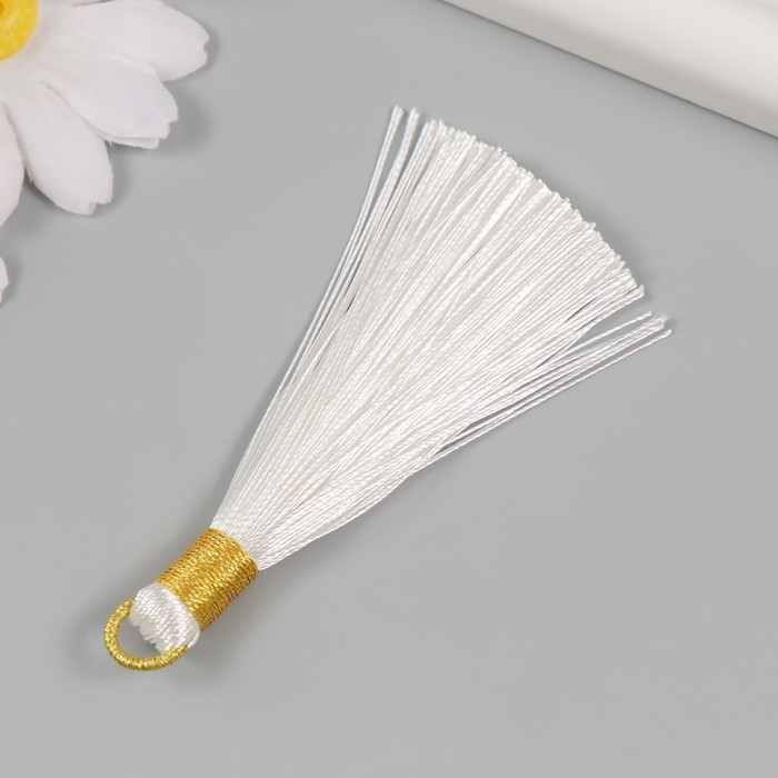 Декор для творчества текстиль Декор для творчества текстиль "Кисть. Оливия" белый набор 2 шт 8х1,2 см