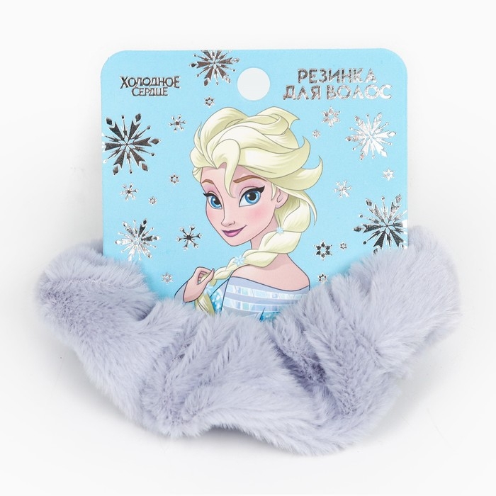 Резинка для волос серая, пушистая, 11 см, Холодное сердце Резинка для волос серая, пушистая, 11 см, Холодное сердце