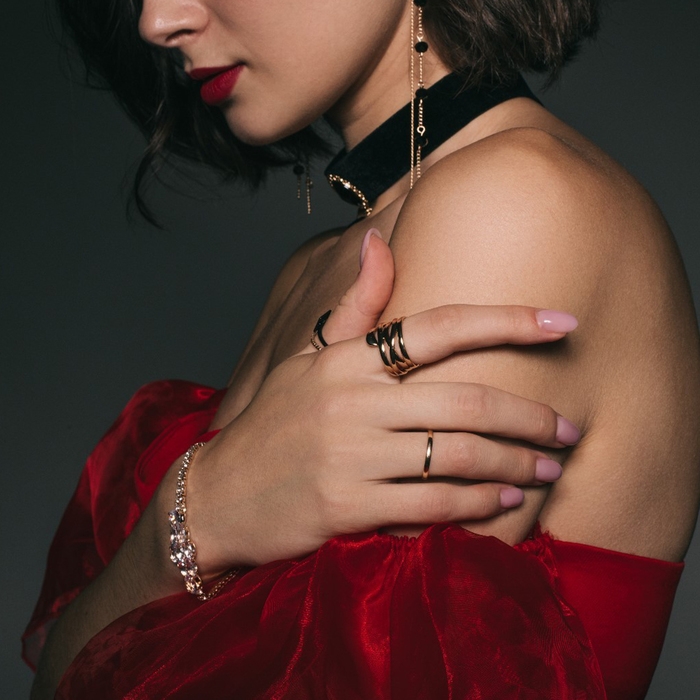 Кольцо «Звенья» широкое, цвет золото, безразмерное