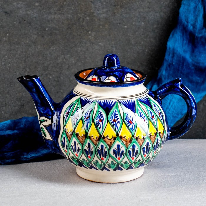 Набор чайный Риштан, 9 предм: чайник 1л., 6 пиал 9,5см, конфетница 23см, сахарница 250м Набор чайный Риштан, 9 предм: чайник 1л., 6 пиал 9,5см, конфетница 23см, сахарница 250м