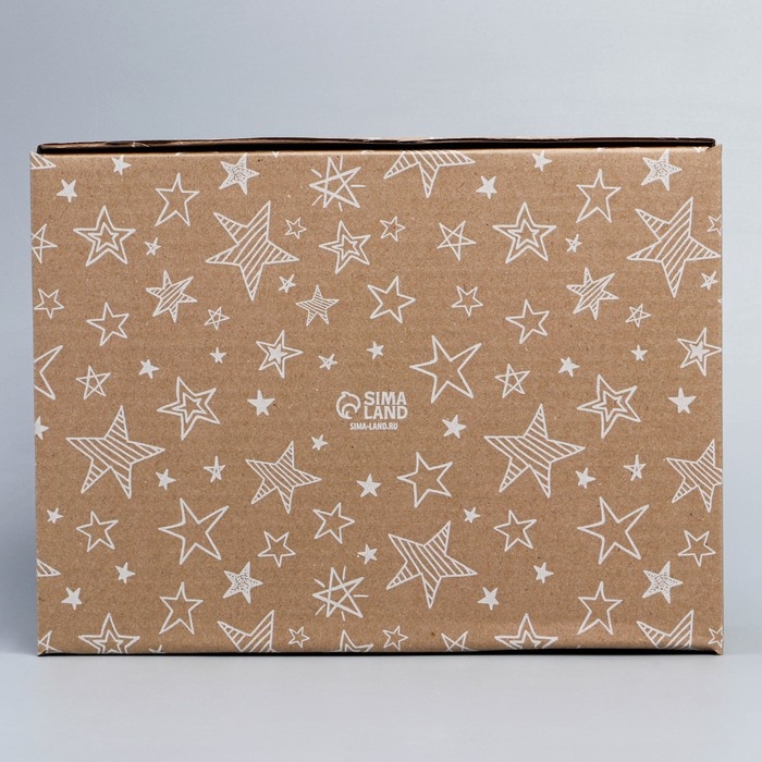 Коробка подарочная сборная, упаковка, «Звёзды», бурый, 27 х 21 х 9 см Коробка подарочная сборная, упаковка, «Звёзды», бурый, 27 х 21 х 9 см