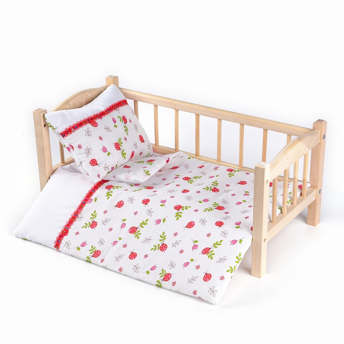 Кукольное постельное «Божьи коровки «: простынь, одеяло 46 × 36 см, подушка 23 × 17 см Кукольное постельное «Божьи коровки «: простынь, одеяло 46 × 36 см, подушка 23 × 17 см