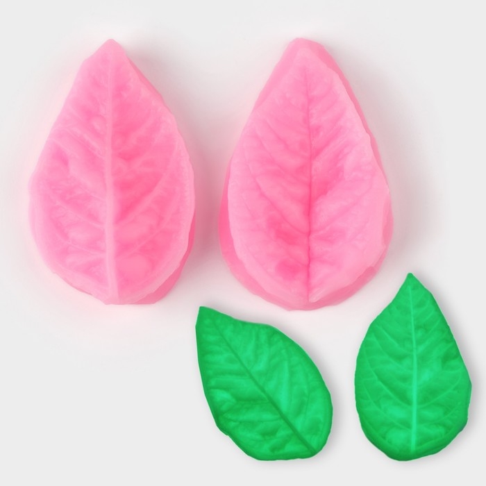 Молд «Лист розы», силикон, 2 предмета, 5×3 см, цвет МИКС Молд «Лист розы», силикон, 2 предмета, 5×3 см, цвет МИКС