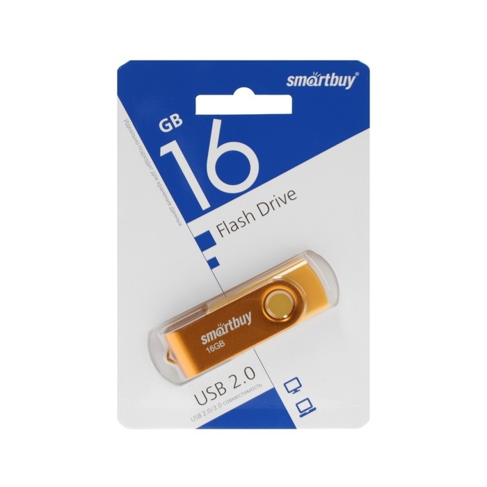 Флешка Smartbuy Twist, 16 Гб, USB 2.0, чт до 25 Мб/с, зап до 15 Мб/с, желтая Флешка Smartbuy Twist, 16 Гб, USB 2.0, чт до 25 Мб/с, зап до 15 Мб/с, желтая