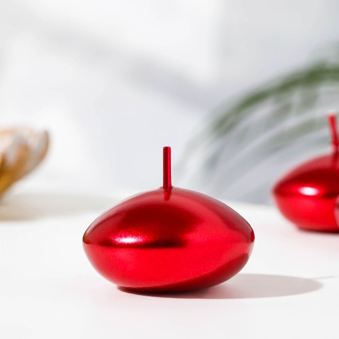 Набор свечей "Овал", 6 штук, красный металлик, 4&times;2см